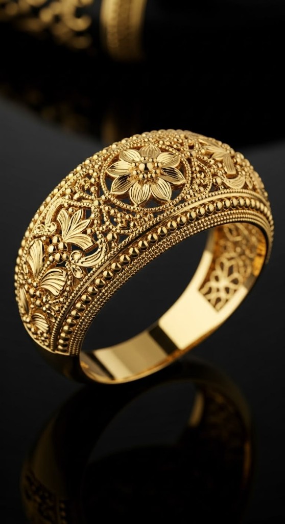 Carved gold band